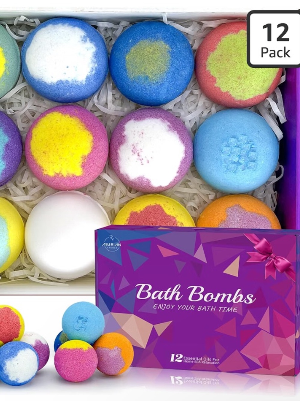 Bath Bombs for Women Gift Set 12 Pack Natural Relaxing Bath Bombs for Her - Picture 5 of 15